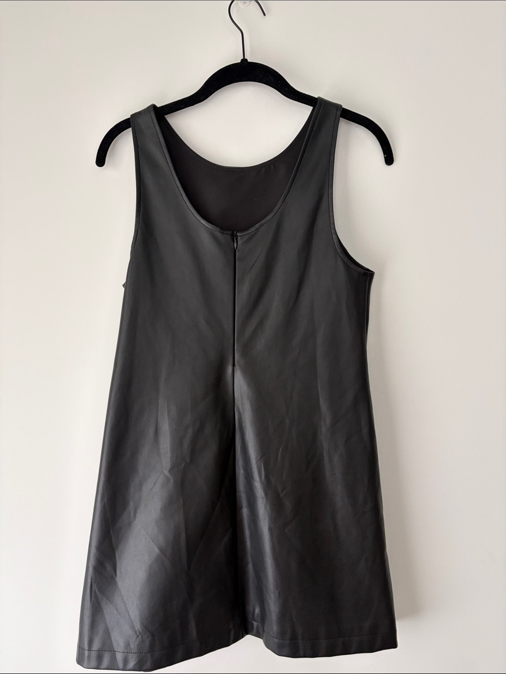 Zara Black Faux Leather Sleeveless Shift Dress